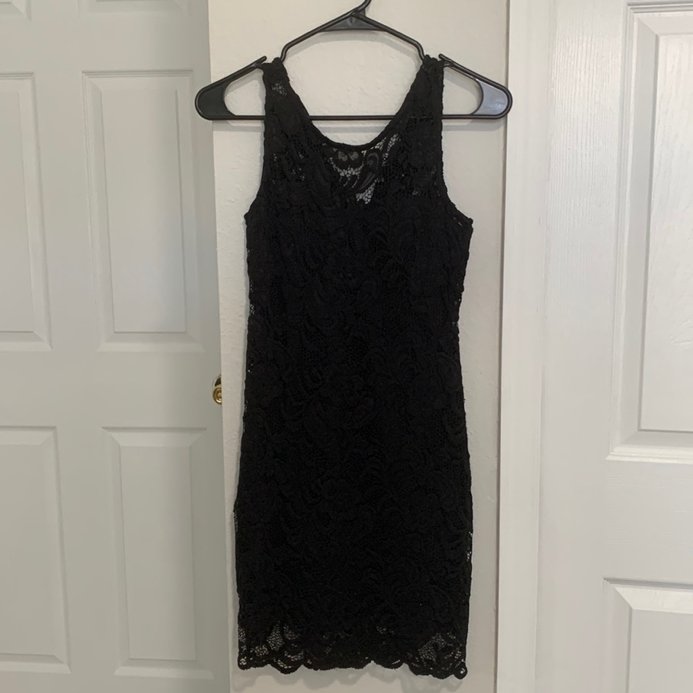 Tight black mini dress
